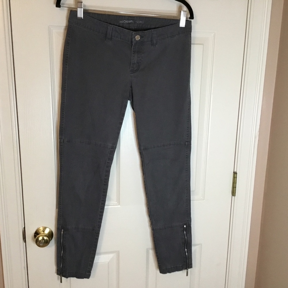 Michael Kors Gray Skinny Zippered Ankle Moto Pants - Size 2